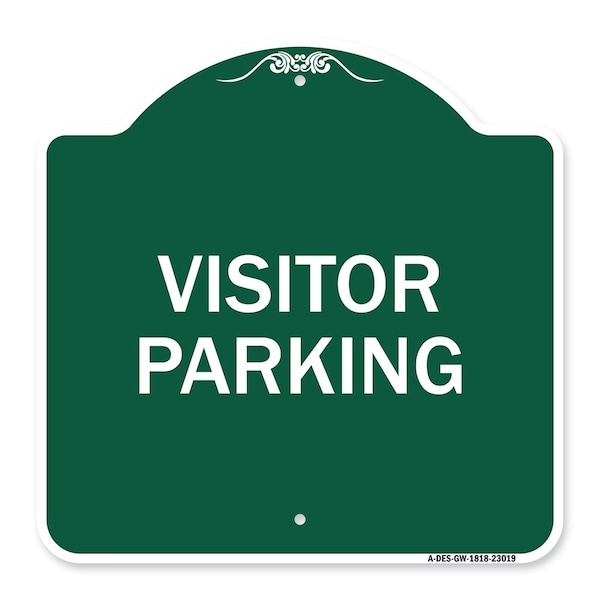 Signmission Reserved Parking Sign Visitor Parking, Green & White Aluminum Sign, 18" x 18", GW-1818-23019 A-DES-GW-1818-23019 - main